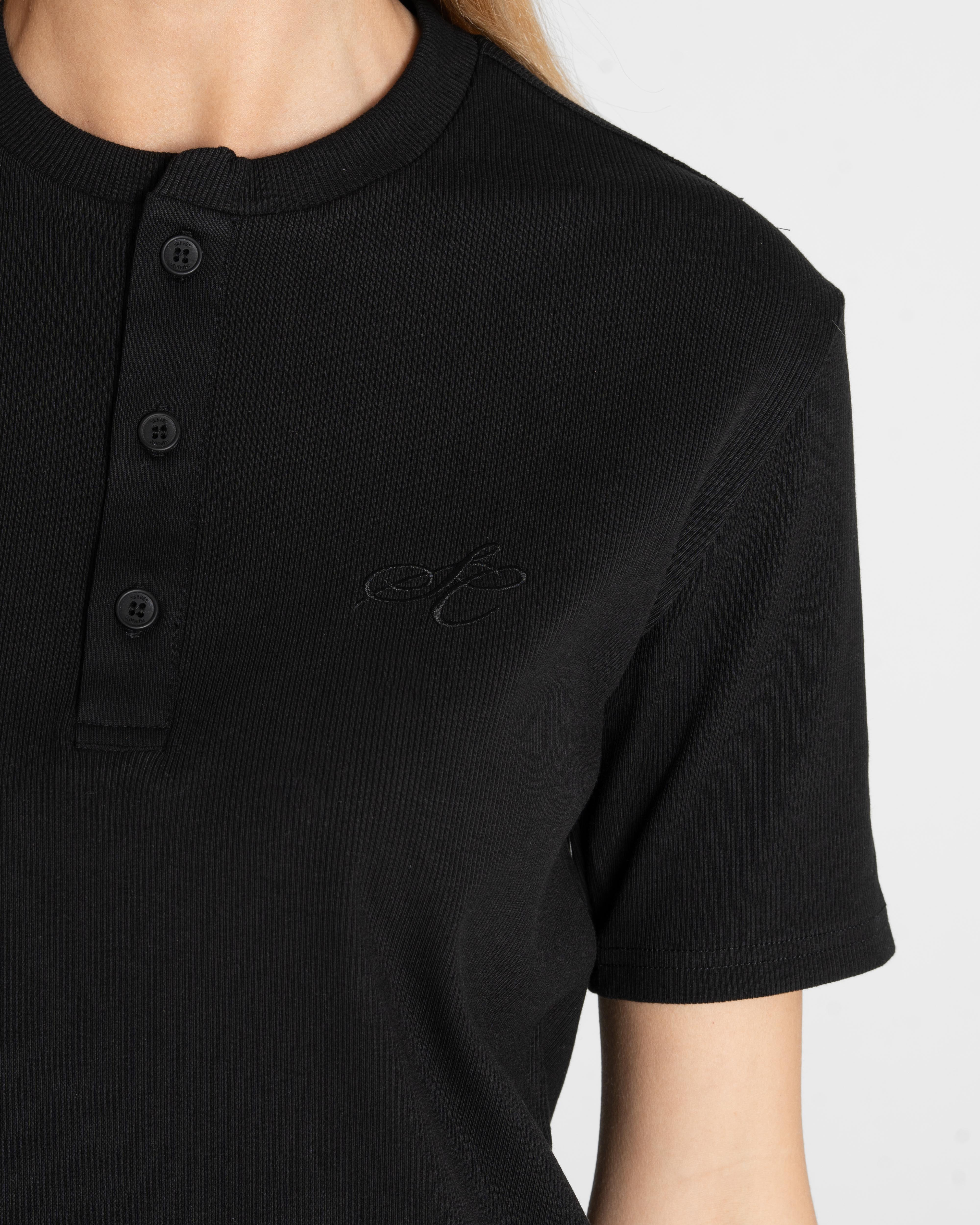 Henley Short Sleeve Black Dame